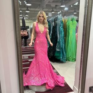 Hot Pink Jovani Prom Dress